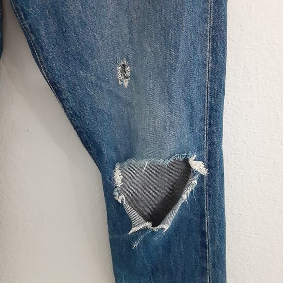 Levis 501 Skinny Jeans Button Fly High Rise Slim Fit Distressed Womens 25 ×28 - Picture 5 of 15